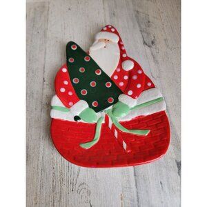 Raz vintage santa claus shaped plate kitchen home decor xmas‎